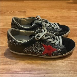 Golden Goose Black and Red Star Sneakers